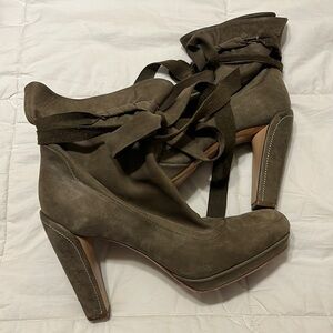 Boss, Hugo boss, platform booties, olive green